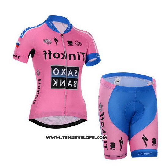 2015 Maillot Ciclismo Femme Saxo Bank  Fuchsia Manches Courtes et Cuissard